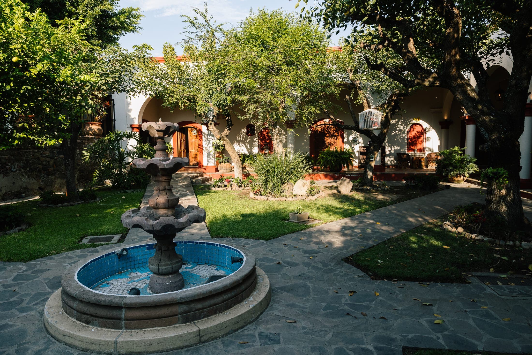 Fuente entre los jardines